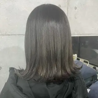 ミディアム カラー パーマ ヘアアレンジ メンズ キッズ ネイル マツエク・マツパ 切りっぱなしヘアボブ ミディアムヘアRYOのヘアスタイル