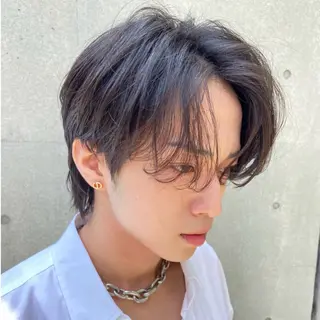 ショート メンズ センターパート/ニ ュアンスパーマのヘアスタイル