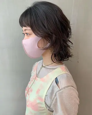 ショート カラー パーマ ヘアアレンジ メンズ キッズ ネイル マツエク・マツパ ウルフレイヤーカット /チヒロのヘアスタイル