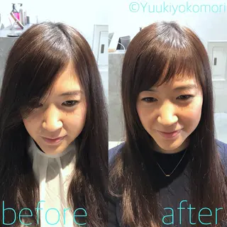 セミロング 縮毛矯正セミナー講師 ヨコモリユウキのヘアスタイル