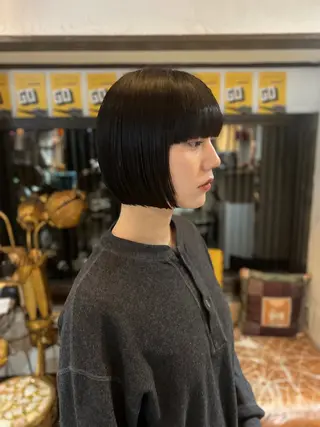 ショート ボブパーマ/レイヤー ヒロモトアサカのヘアスタイル
