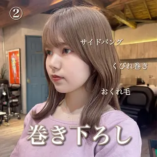 セミロング カラー 顔周りカット 【オノザワリョウ】のヘアスタイル