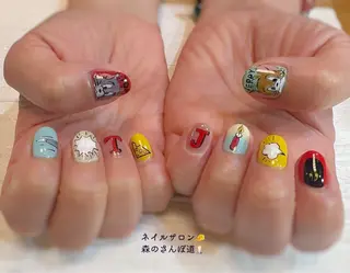 ネイル ショートネイル 森のさんぽ道のネイルデザイン