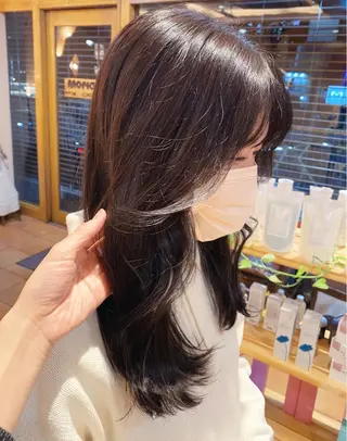 ロング カラー パーマ ヘアアレンジ メンズ キッズ 松岡彩華 ボブ /グレージュのヘアスタイル