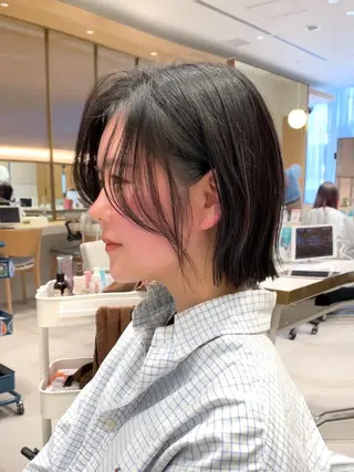 ミディアム カラー パーマ ヘアアレンジ 小野寺瑞希 /最小顔カットのヘアスタイル