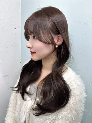 ロング カラー 盛れる顔周りカット ♥️韓国ヘア"ちぇるのヘアスタイル