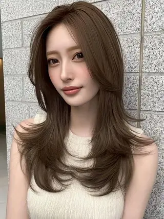 ロング カラー Seleneキズナ ワンカラー/ブリーチのヘアスタイル