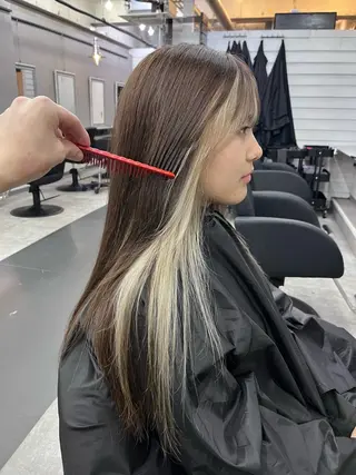 ロング カラー ブリーチ有無Wカラー メンズパーマ大成のヘアスタイル