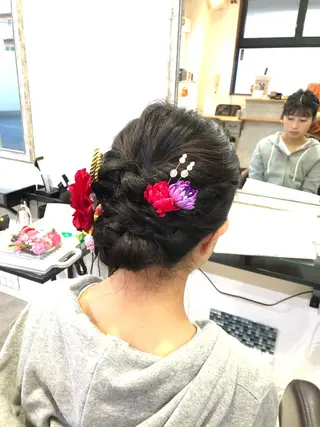 セミロング ヘアアレンジ 色タイプ診断 ❤️Umi❤️のヘアスタイル