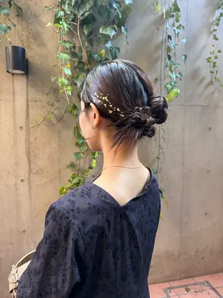 セミロング ヘアアレンジ 🎗️【ヘアセット 美眉】吉川玲🎗️のヘアスタイル