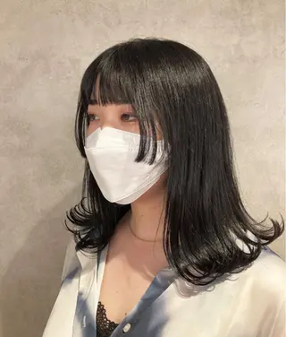 ミディアム カラー スキバサミを使わない カット🌼唯🌼のヘアスタイル