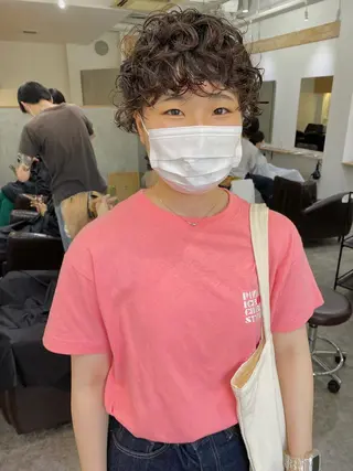 ショート パーマ 森貴裕/ベージュ/ パーマ/オリーブのヘアスタイル