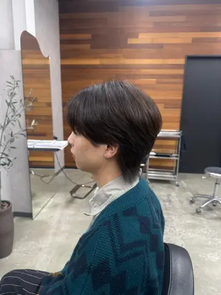 ミディアム 野上 晃生のヘアスタイル