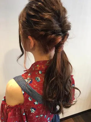 セミロング カラー パーマ ヘアアレンジ メンズ 【mokuオーナー】 ちはるのヘアスタイル