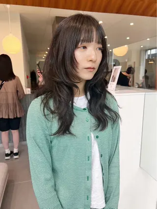 ロング カラー レイヤーカット🍏 オリーブ/ののかのヘアスタイル