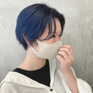 ショート カラー ヘアアレンジ ｱｵﾇﾏﾐﾕ☁️ /ボブ/ハイトーン/のヘアスタイル