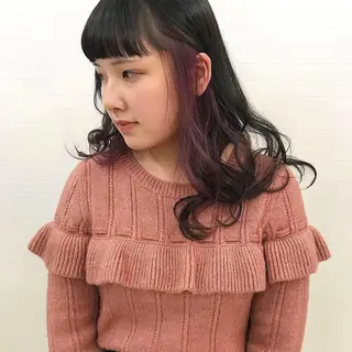 ロング カラー オリーブ/アッシュ やわらか透明感カラーのヘアスタイル