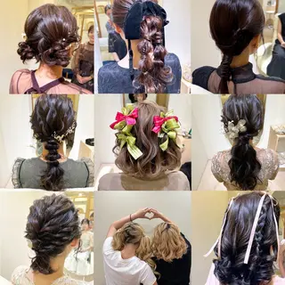 ロング ヘアアレンジ ボウ🪞ヘアセット /メイク/マツパのマツエク・マツパデザイン