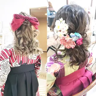 セミロング ヘアアレンジ キッズ 早朝✨ヘアセット 着付け/清水玲歌のヘアスタイル