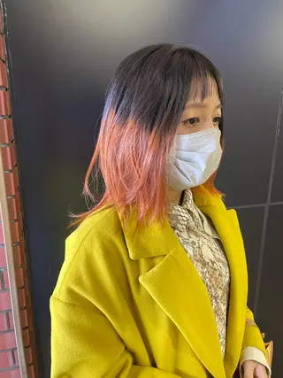 セミロング カラー スパイキーパーマ 柏NO1 藤本葉のヘアスタイル