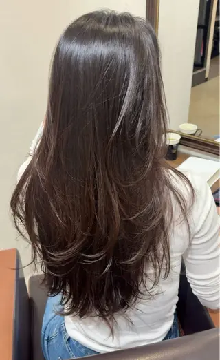 ロング レイヤーカット/韓国 /艶髪/ダブルカラーのヘアスタイル