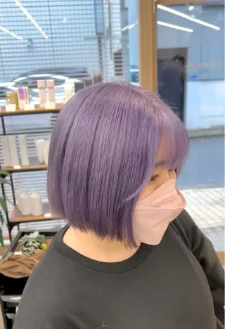 ショート カラー ブリーチ毛の縮毛矯正 ハイトーン/岡本智樹のヘアスタイル
