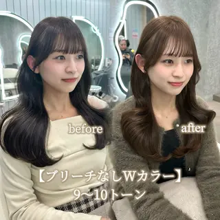 ミディアム ブリーチなしW🎀 髪質改善／はのんのヘアスタイル