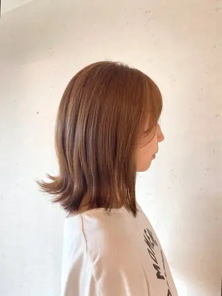 ミディアム 酸性ストレート/ブリ ーチなしWカラー河本のヘアスタイル