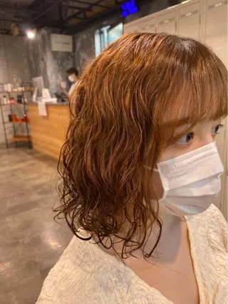 ミディアム パーマ エフェクトブリーチ 🌟前澤啓太朗のヘアスタイル
