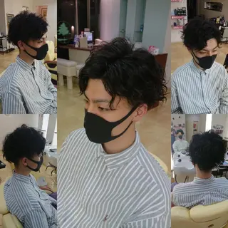 ショート メンズ パーマ デザインカラー/ 推しの配色　肥後のヘアスタイル