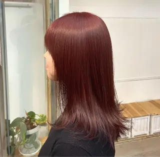 ミディアム カラー パーマ ヘアアレンジ 二ヶ月綺麗なデザイン カット/星野六三四のヘアスタイル