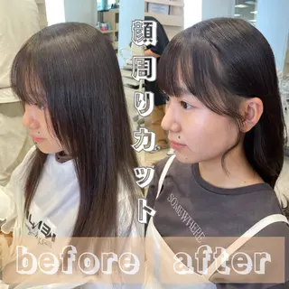 ロング カラー 顔まわりカット✄ ベージュカラー🧸のヘアスタイル