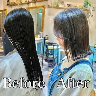 ミディアム カラー 髪質改善【縮毛矯正】 北千住 田邉 澪のヘアスタイル
