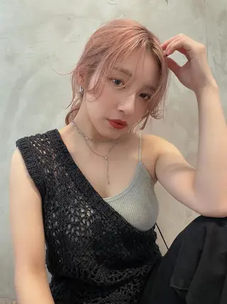 セミロング カラー ヘアアレンジ 小顔レイヤー×コンパ クトボブ/林隆平のヘアスタイル