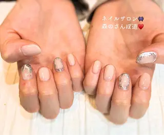 ネイル ショートネイル 森のさんぽ道のネイルデザイン
