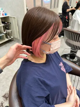 ショート カラー ヘアアレンジ 天神/ブリーチ/ ブリーチなしカラーのヘアスタイル
