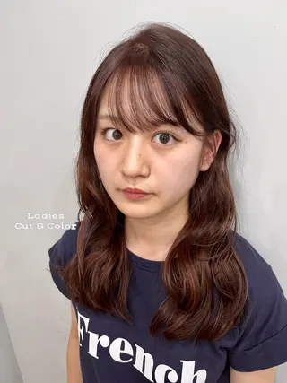 セミロング カラー パーマ ヘアアレンジ 二ヶ月綺麗なデザイン カット/星野六三四のヘアスタイル