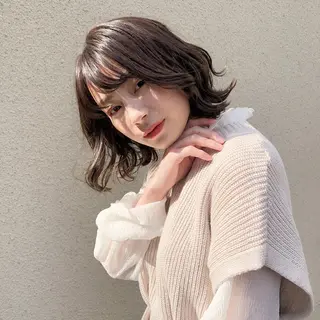 ミディアム 久力琴音''透明感 カラー''アレンジのヘアスタイル