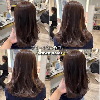 セミロング ブリーチなしwカラー メンズパーマ新居見のヘアスタイル