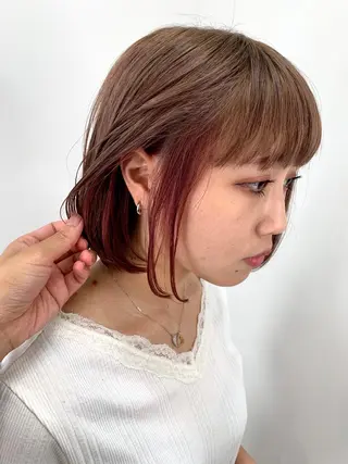 ショート カラー ボブ、縮毛矯正👑 心斎橋/高城涼也のヘアスタイル