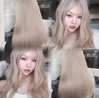 ロング カラー ミルクティー・ピンク 甘モテカラー/emaのヘアスタイル