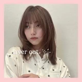 セミロング カラー レイヤー/暖色カラー 🎀はるのヘアスタイル