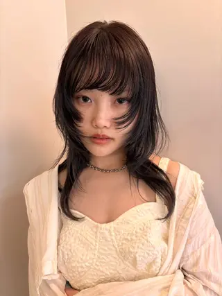セミロング カラー 名古屋カラーモデル/ 暖色カラー/リカのヘアスタイル