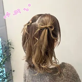 ヘアアレンジ 顔周り/ガーリー /ヘアメ/あつはのヘアスタイル