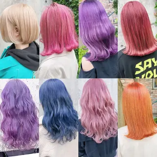 セミロング カラー ヘアアレンジ メンズ キッズ 💟Chloe原宿店 🩶ハイトーンのヘアスタイル