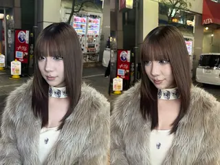 セミロング カラー MOE レイヤー/新宿三丁目のヘアスタイル