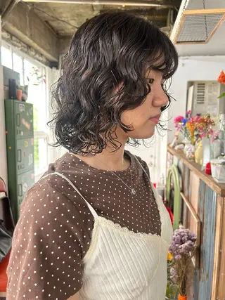 ミディアム パーマ maho/垢抜け カラーパーマメイクのヘアスタイル