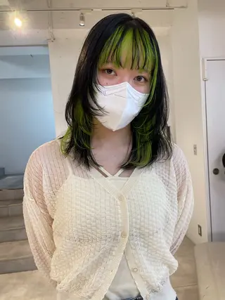 ミディアム カラー 🎀ボブ+ハイトーン シュカ👶🏻のヘアスタイル