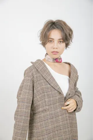 ショート 髪質改善ストレート、 カラー清野雄大のヘアスタイル