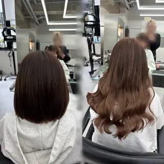 ミディアム 暖色カラー❤️横浜 エクステらん🦖のヘアスタイル